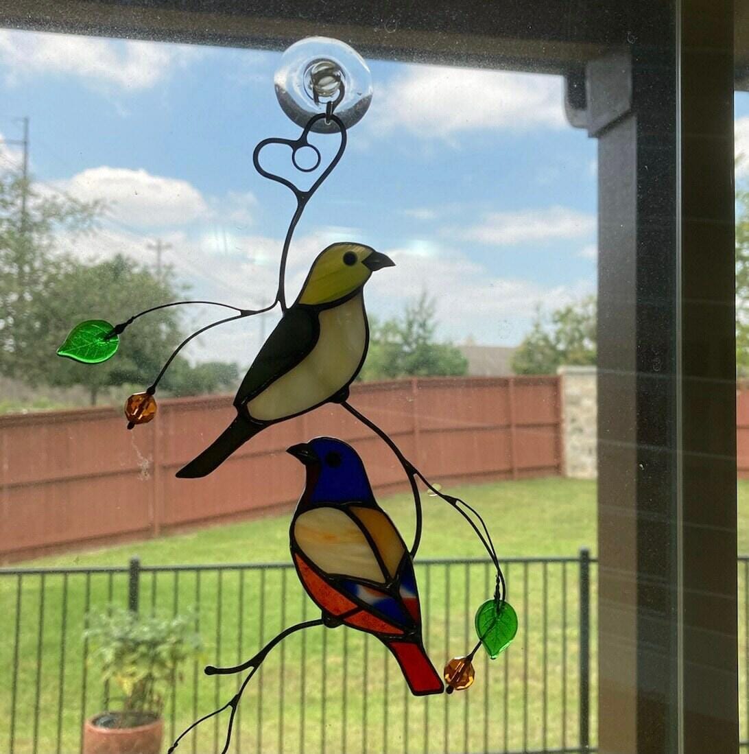 Customer photo review of Stained glass Bunting Birds for valentines day