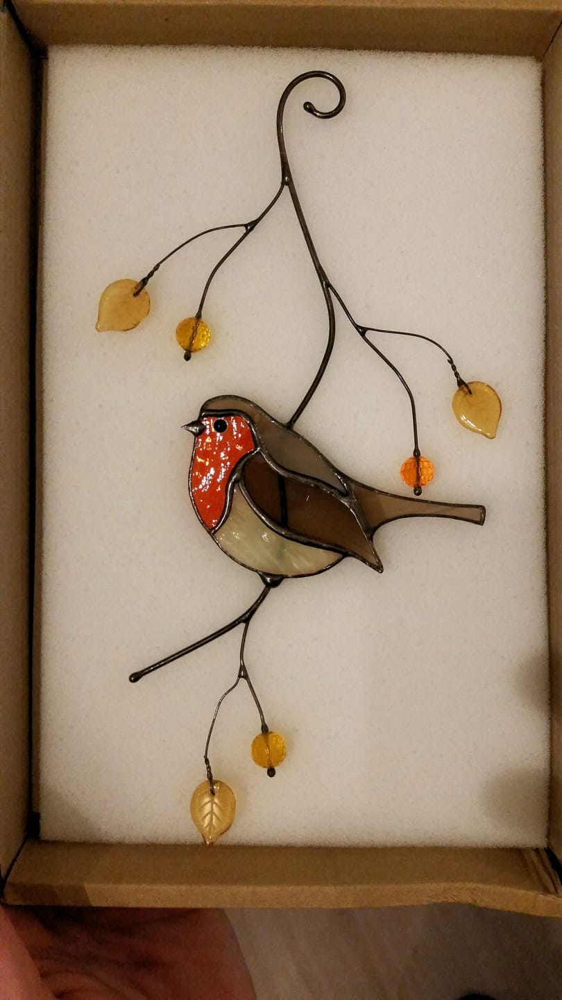 Customer photo review of Stained glass Robin Bird