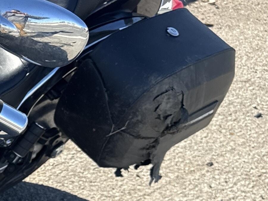 Customer photo review of 40L - Lamellar Raven Extra Large Suzuki Boulevard C50 VL800 Leather Covered Motorcycle Hard Saddlebags