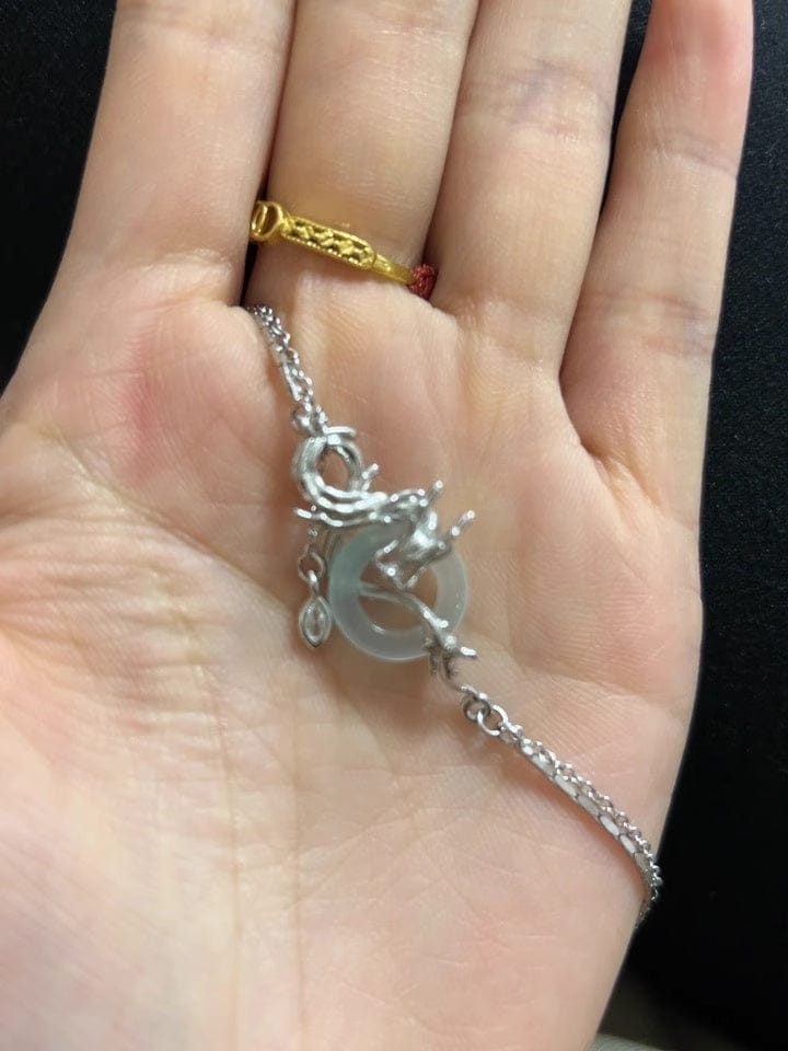 Customer photo review of "Loong" 925 Sterling Silver Abstract Dragon Jade Necklace, Open Collar Choker