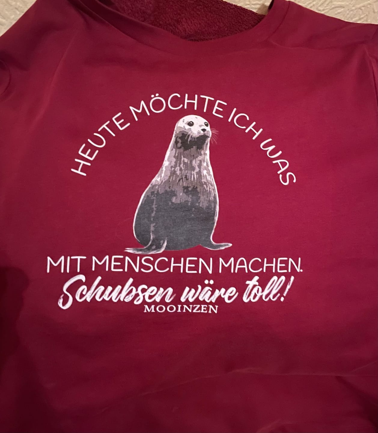 Customer photo review of Heute möchte ich etwas mit Menschen machen  · Damen Premium Bio T-Shirt 2.0