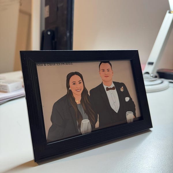 Customer photo review of couple portrait, gift for couple, faceless portrait, engagement drawing, boyfriend portrait, family portrait, custom gift, Faceless Gift