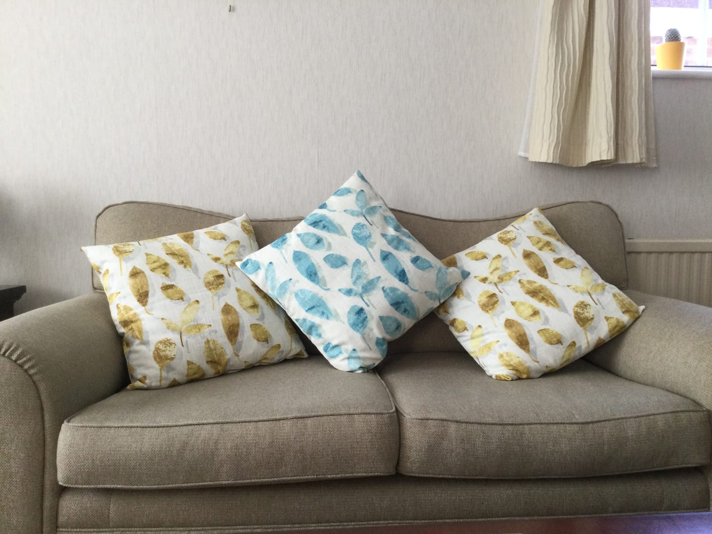 Customer photo review of Leaves Linen Look Cotton Upholstery Fabric