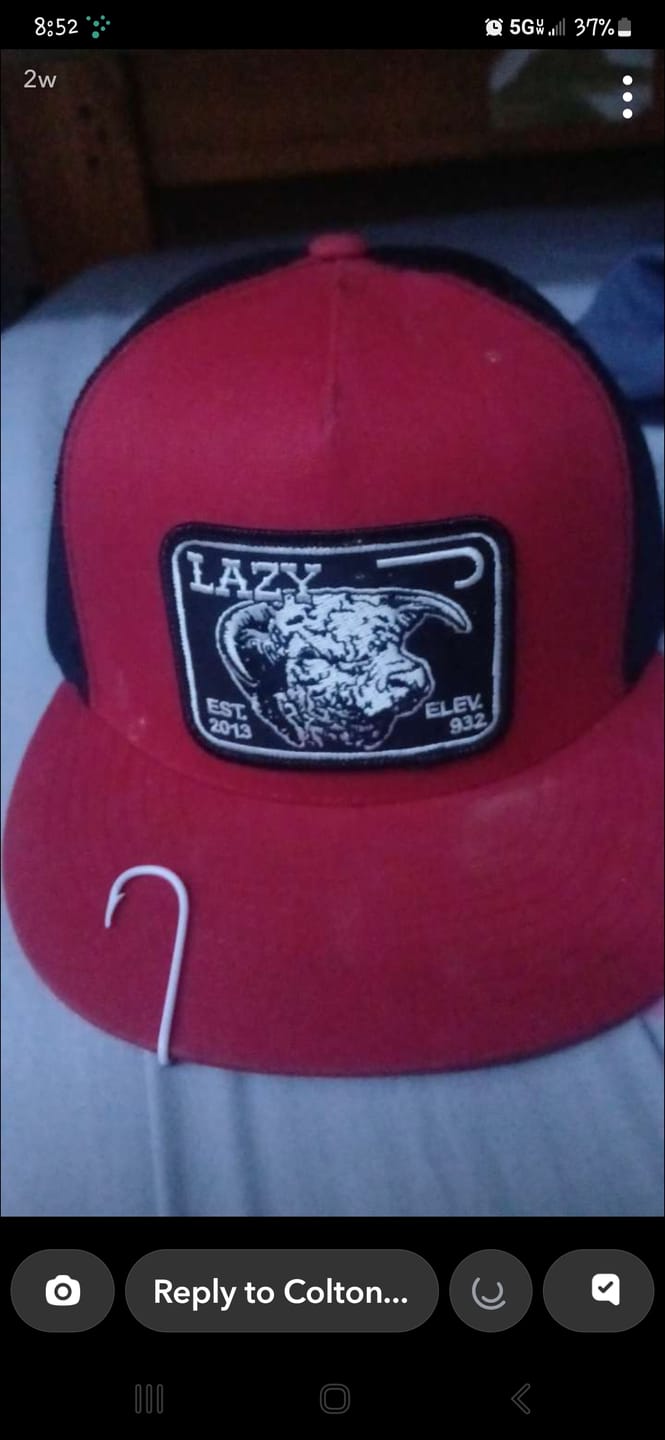 Customer photo review of Lazy J Ranch Red & Black Elevation Classic Five Panel Trucker Hat