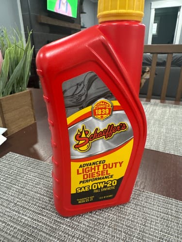 Customer photo review of Schaeffer's Advanced Light Duty Diesel Performance 0W-20 Engine Oil | 1 Quart Bottle