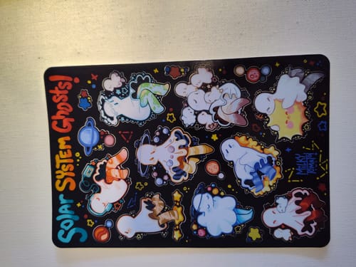 Customer photo review of Solar System Ghost Sticker Sheet