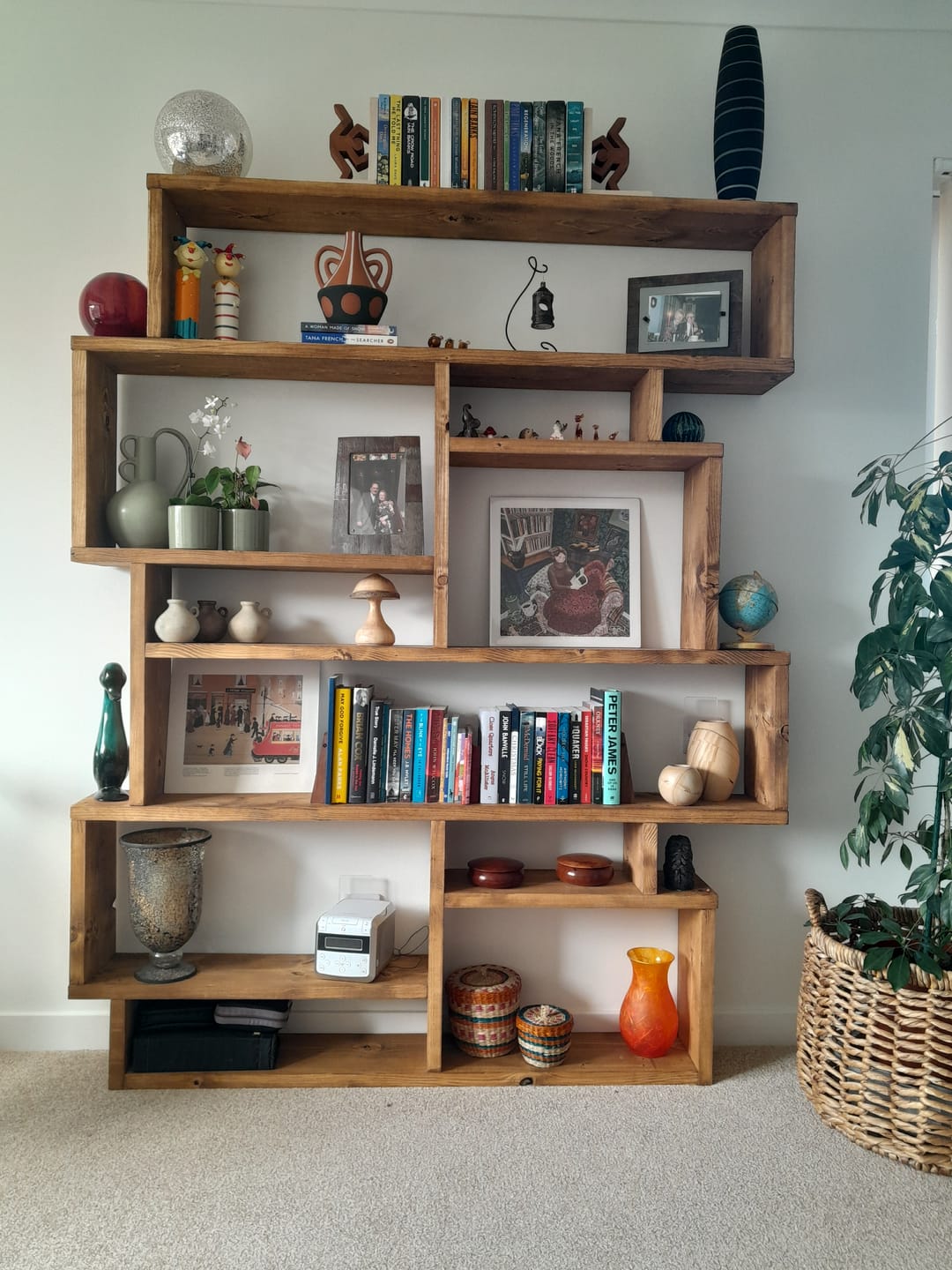 Customer photo review of Reclaimed Wood Bookcase - Rustic Shelving Unit | Scaffold Timber Furniture | Storage-  Boxes