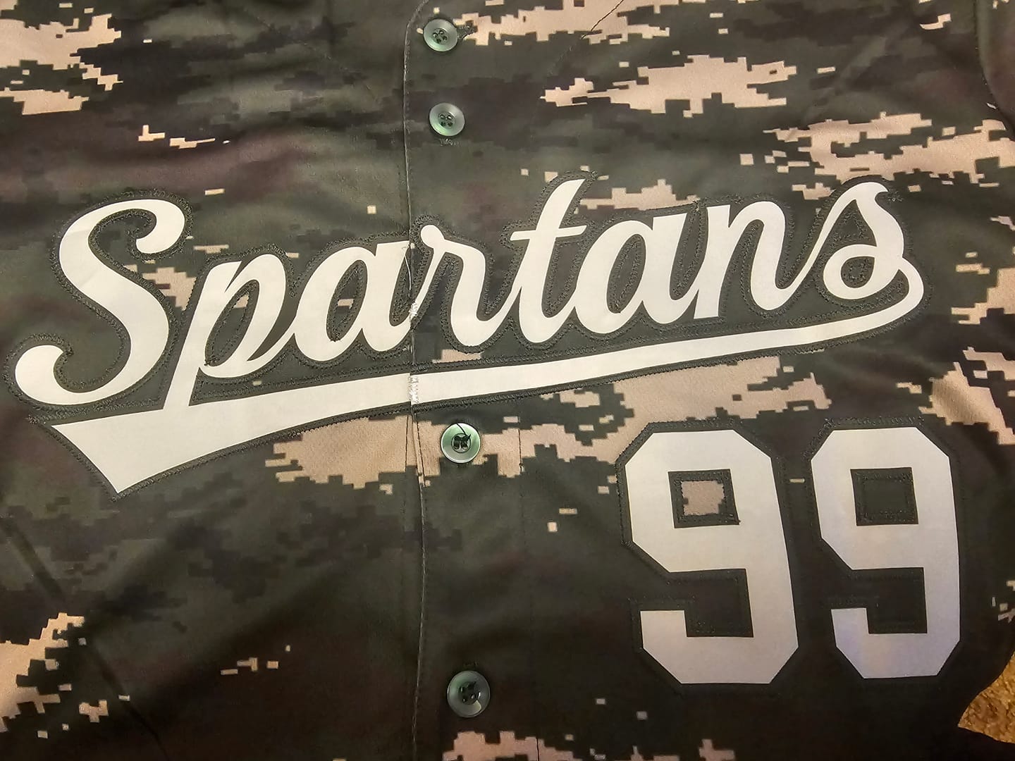 Customer photo review of Custom Camo Green Authentic Baseball Jersey