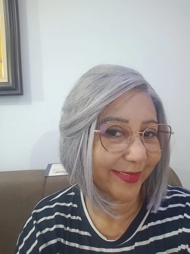 Customer photo review of Lace Front Babi Cinza Grisalha
