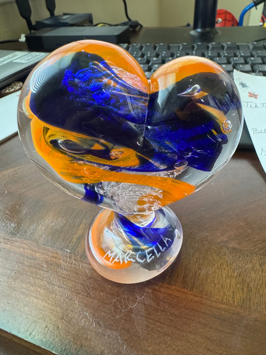 Customer photo review of Glass Heart with Cremation Ash - Standing