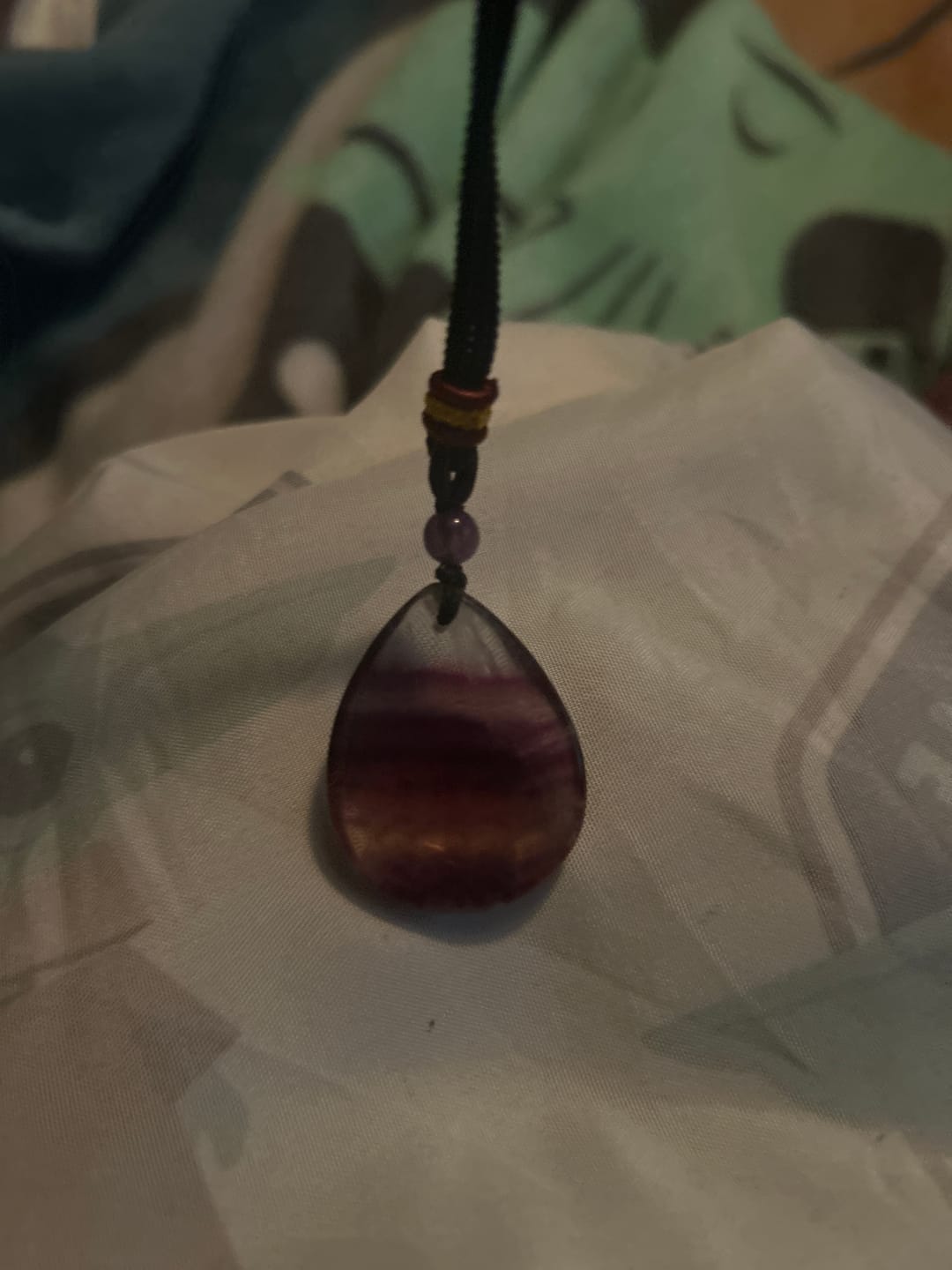 Customer photo review of Natural Fluorite Water Drop Necklace