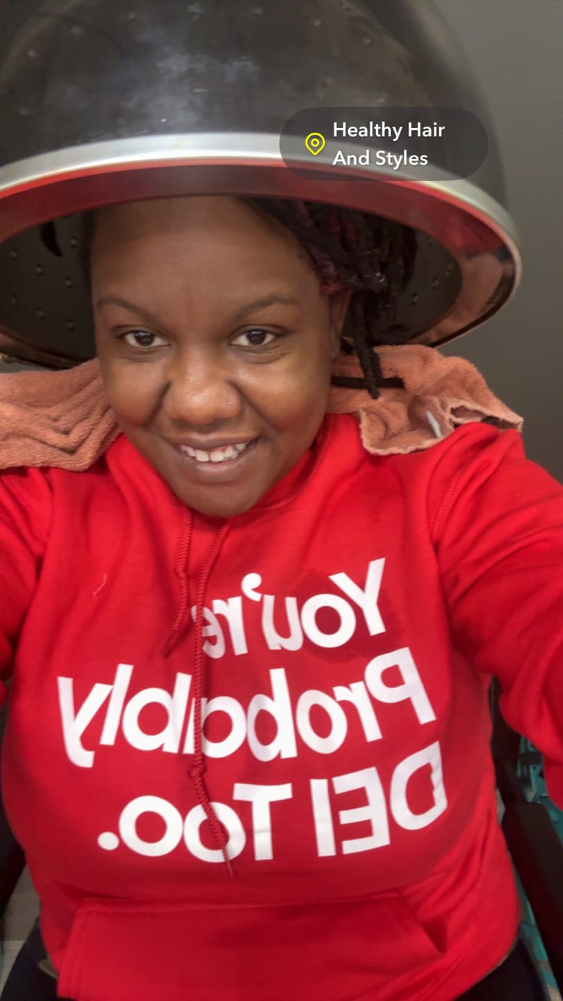 Customer photo review of You're Probably DEI Too Unisex Hoodie (Front and Back Design Print)