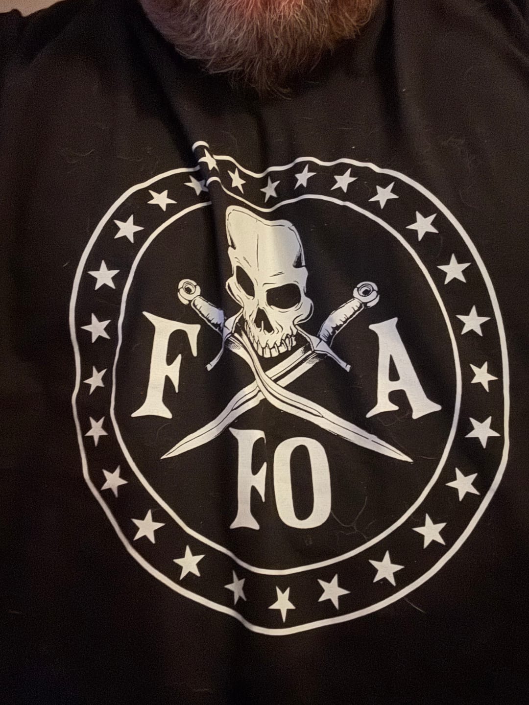 Customer photo review of FAFO Skull & Dagger T-Shirt