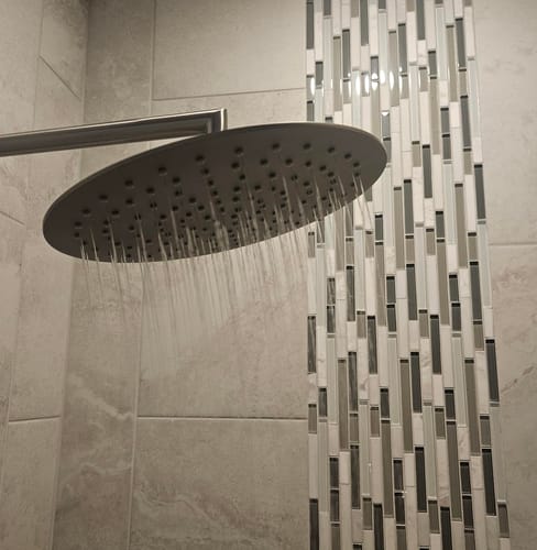 Customer photo review of 16 Inch Overhead Shower Arm and Flange