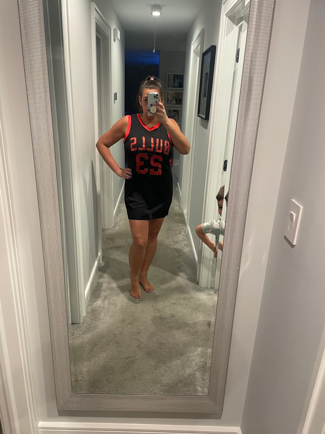 Customer photo review of Custom Black Red Women Basketball Jersey Sequined Dress
