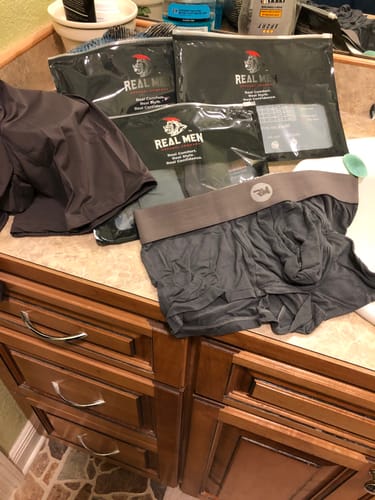 Customer photo review of Modal 7in Boxer Briefs No Fly 3pk Black/Blue/Gray