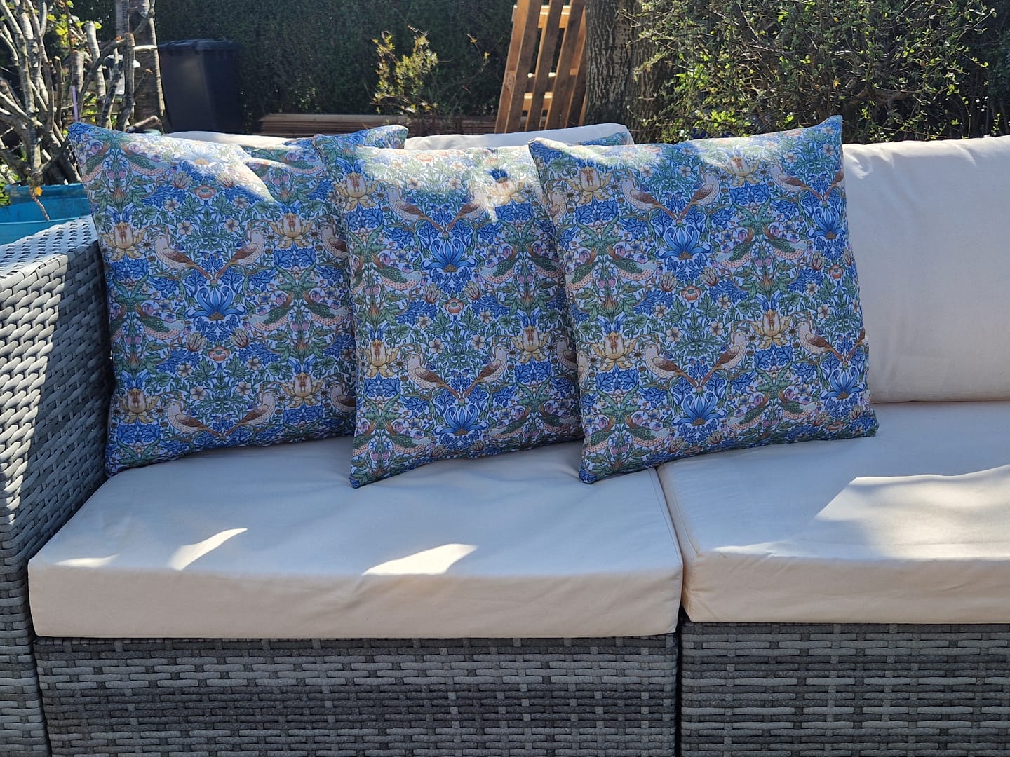 Customer photo review of William Morris Garden Birds Water Resistant Fabric