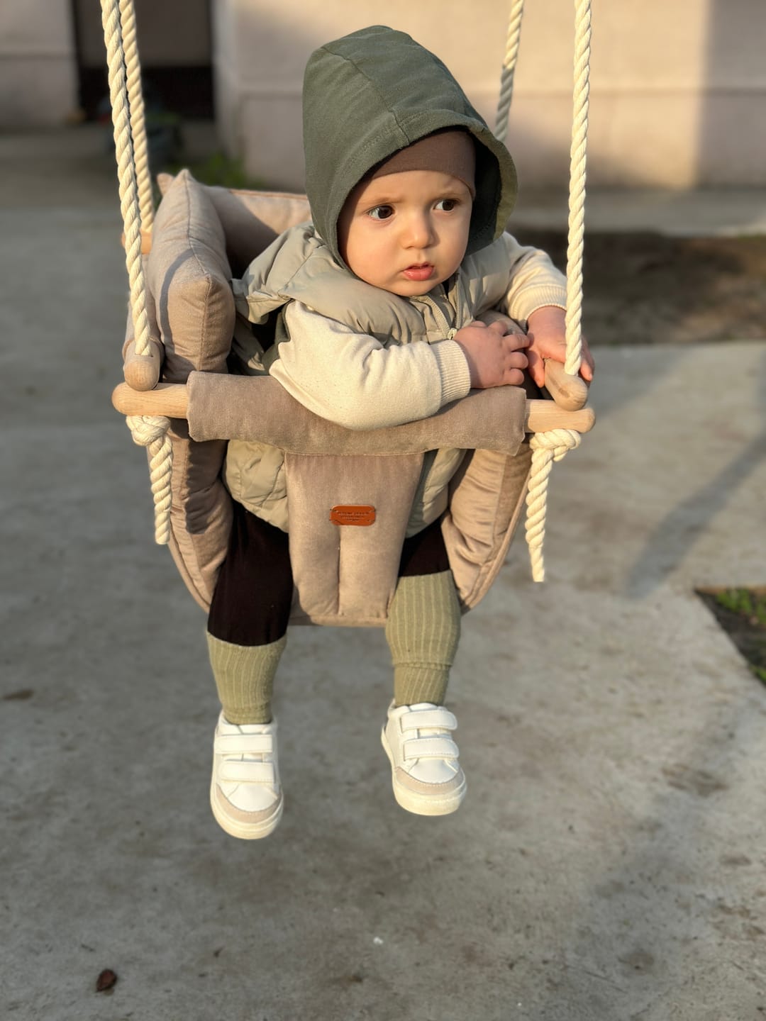 Customer photo review of Luxury Sand Beige Ljuljaška