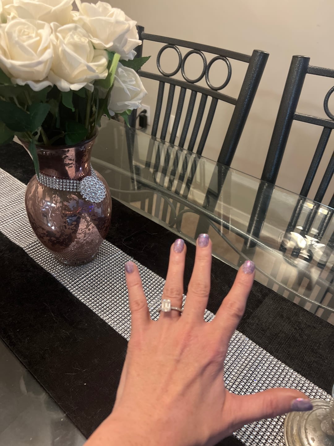 Customer photo review of Rodiffy Moissanite 3.5 Ct Emerald Cut Engagement Ring For Women