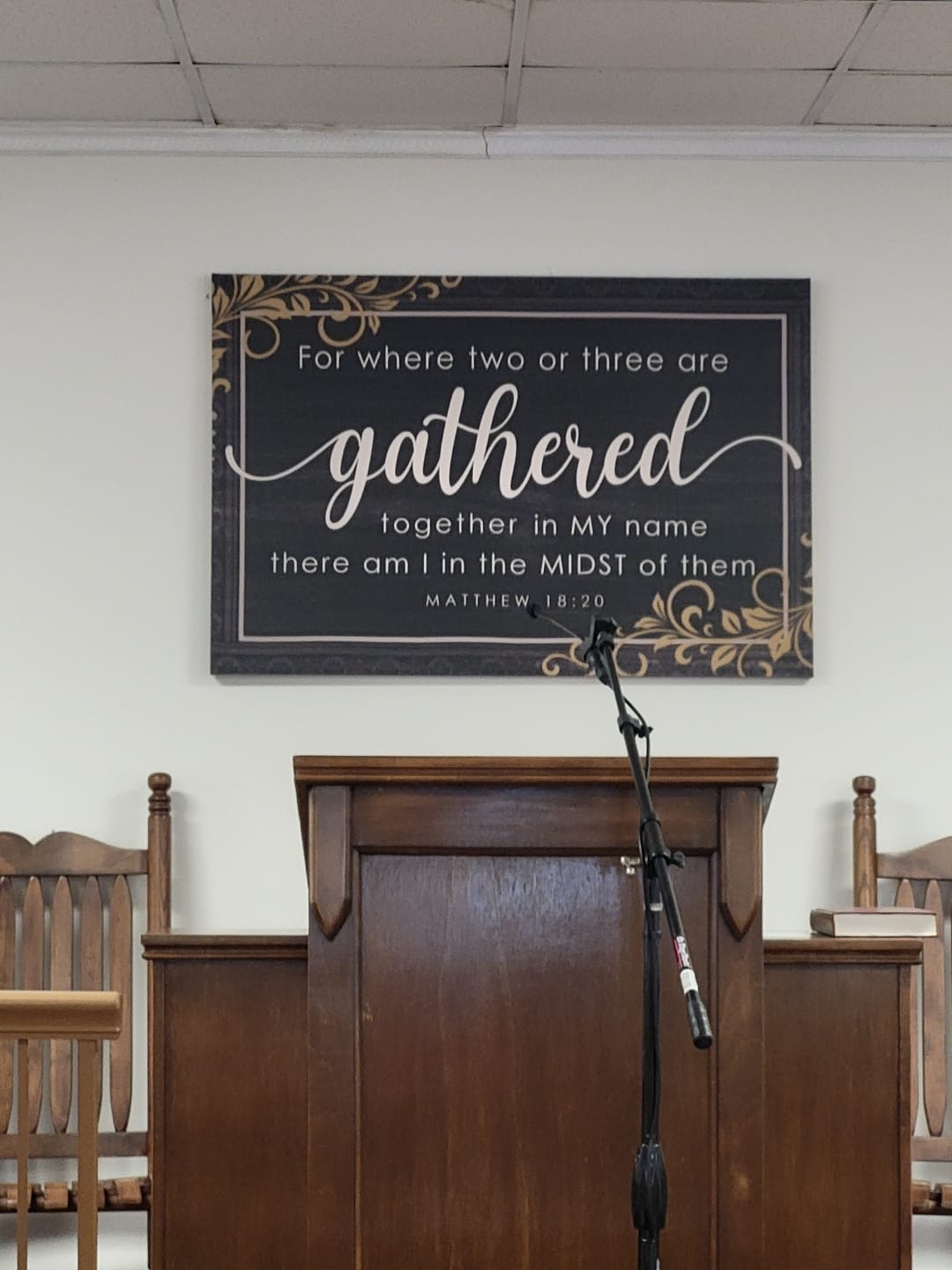 Customer photo review of Where Two Or Three Are Gathered Together In My Name Matthew 18:20 Wall Art Canvas