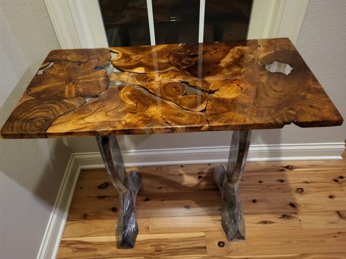 Customer photo review of Console Table Legs 28H 16W Metal Furniture base 207 Curva