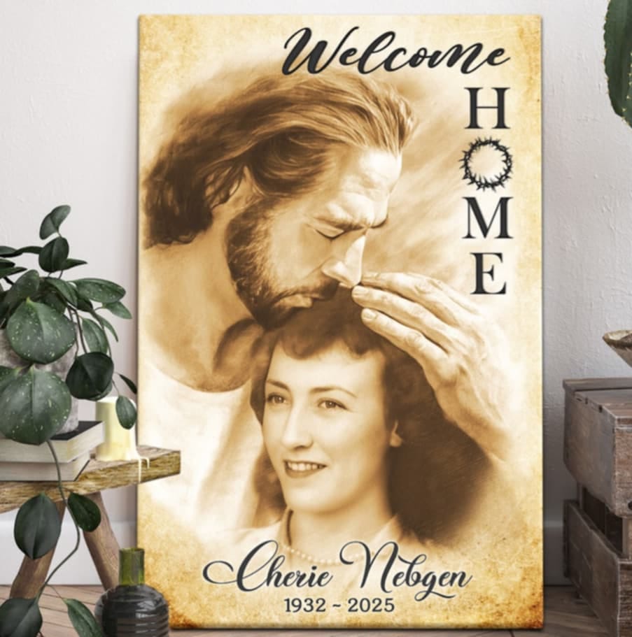 Customer photo review of Custom Canvas Prints, God Sympathy Gifts, Jesus Memorial Gift, Remembrance Gifts, Bereavement Gift, Welcome Home Jesus Canvas