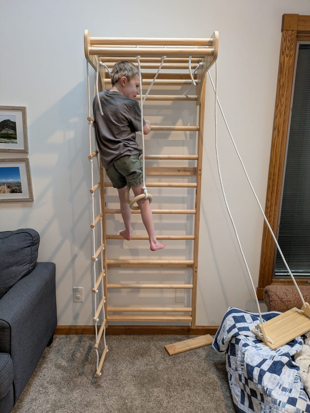 Customer photo review of Betula Swedish Wall Ladder & Indoor Wooden Climber for Kids – Home Gym Playset