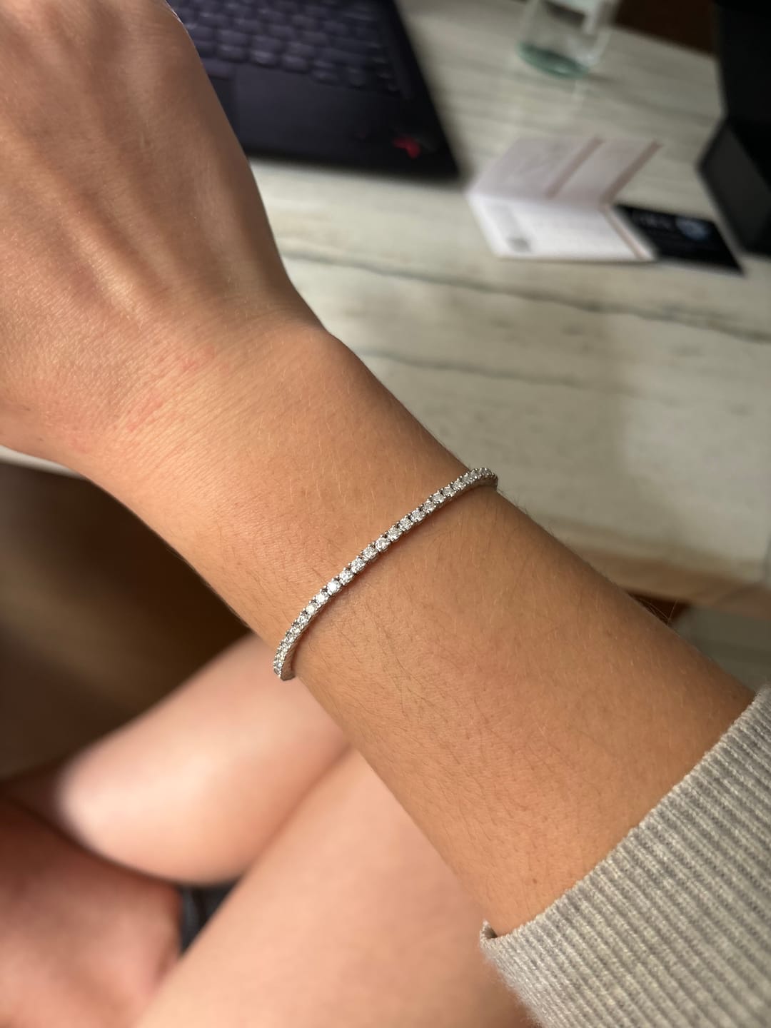 Customer photo review of 2mm Moissanite Tennis Bracelet in Solid 925 Silver