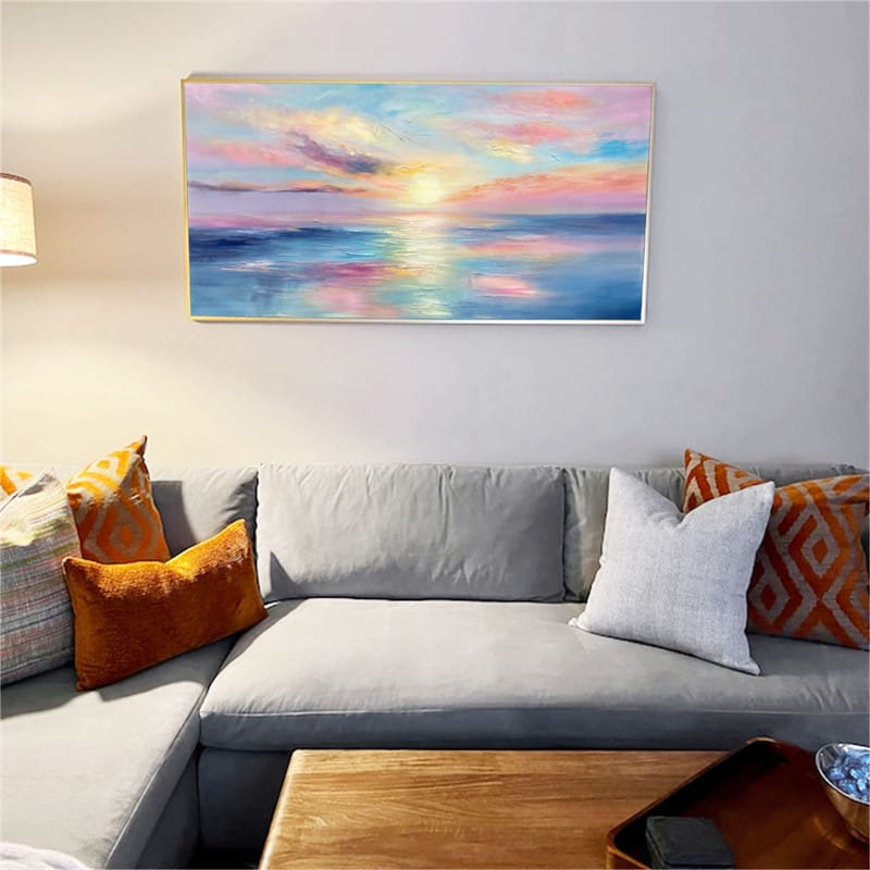 Customer photo review of Colorful Ocean And Sky Textured Painting Canvas #OS006