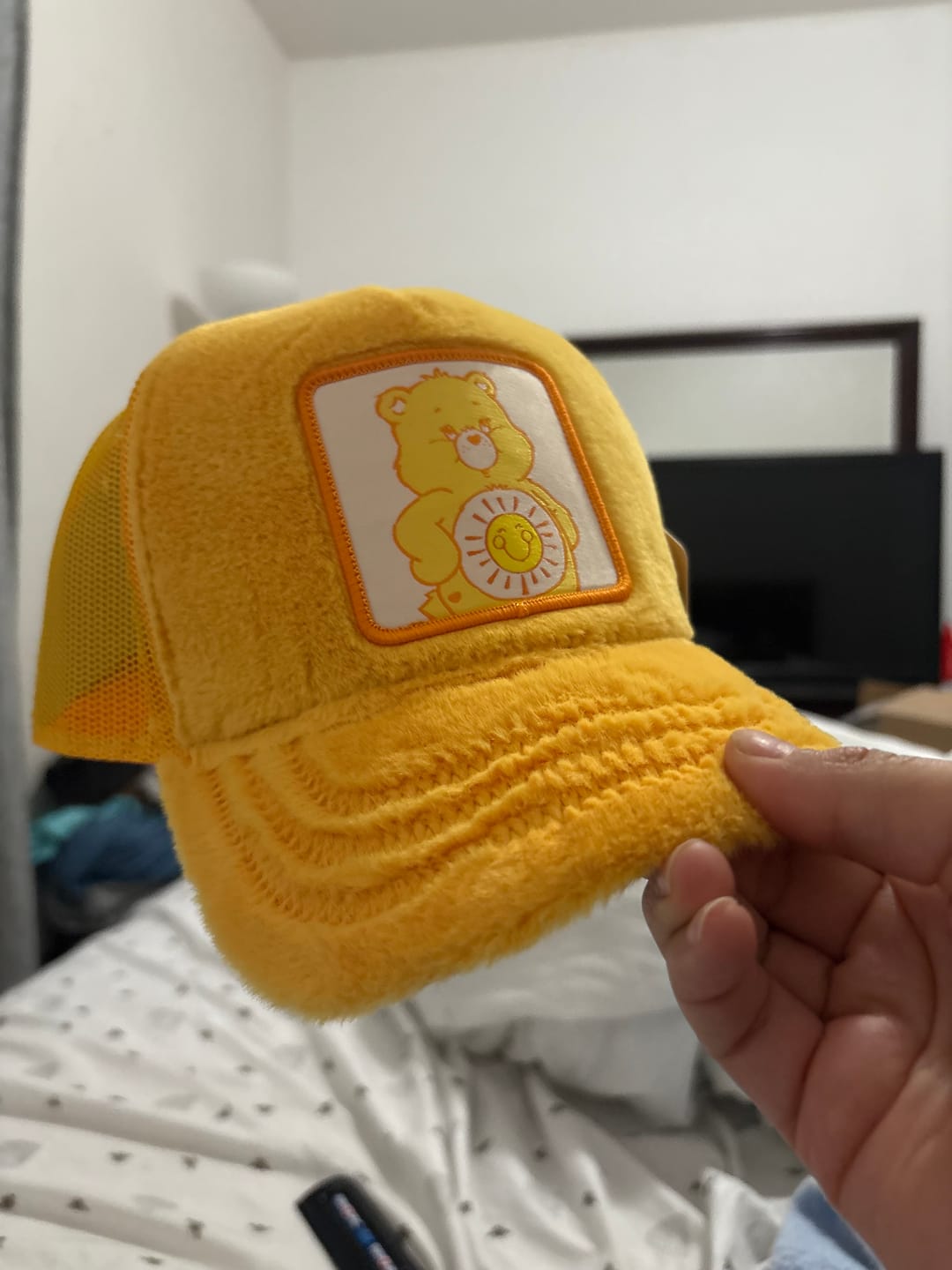 Customer photo review of OVERLORD X Care Bears:  Funshine Bear Trucker Cap