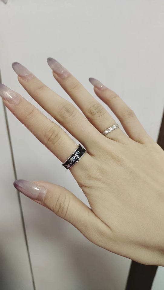 Customer photo review of "Soaring Cranes" 925 Sterling Silver Red Feather Crane Statement Open Ring