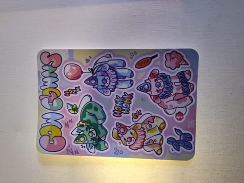 Customer photo review of Cow Clown Sticker Sheet