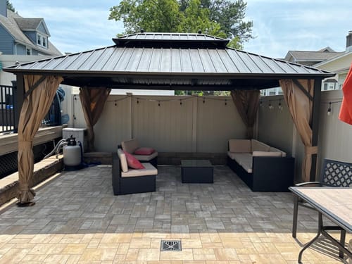 Customer photo review of Homrest 12' x 16' Gazebo Hard-Top Single Roof Canopy Outdoor,Wood Grain Permanent Aluminum Gazebo, for Gardens, Decks, Patios, Parties