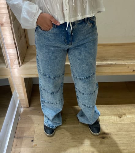 Customer photo review of Pants Corte Diagonal Light  Blue