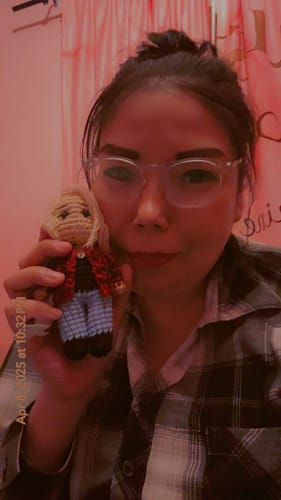 Customer photo review of Dolly® Personalized Crochet Doll with Photo Card