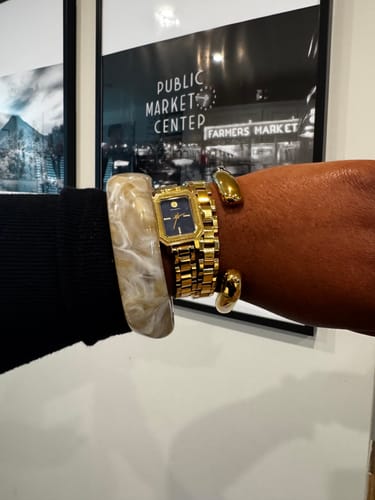 Customer photo review of SCULPTURAL OPEN BRACELET - GOLD