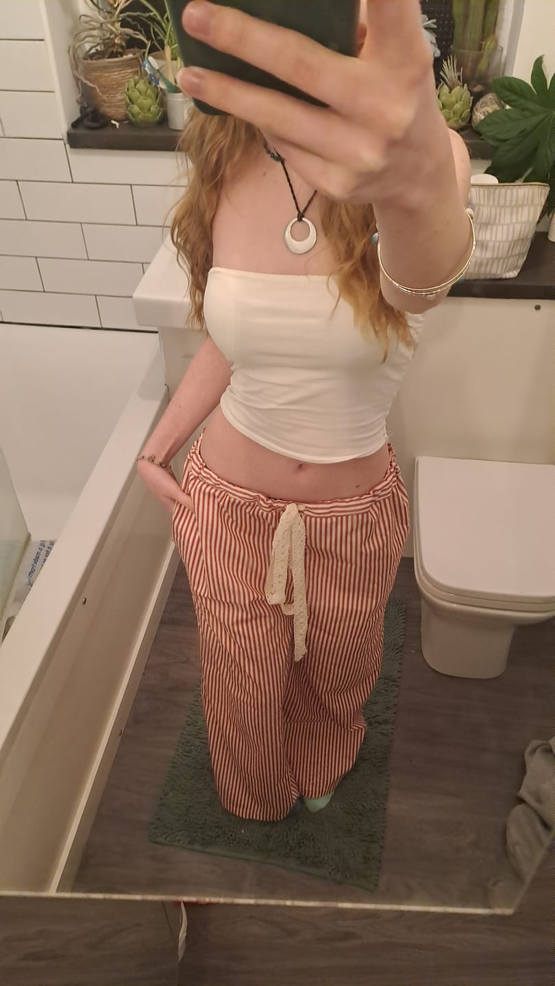Customer photo review of Ticking Stripes Rose & Hubble Cotton Poplin Fabric