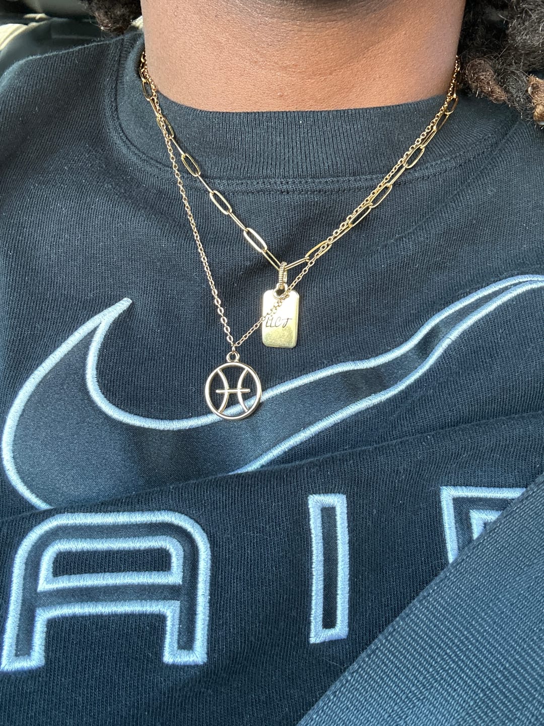 Customer photo review of Zodiac Sign Pendant Necklace