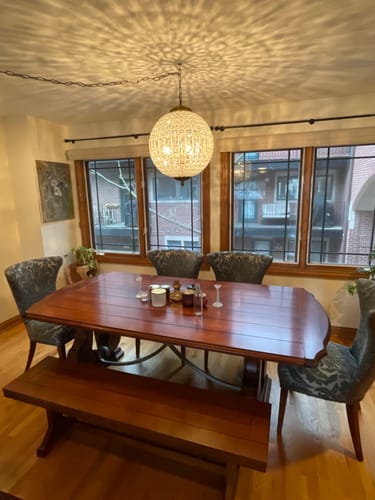 Customer photo review of French Antique Brass Crystal Globe Chandelier