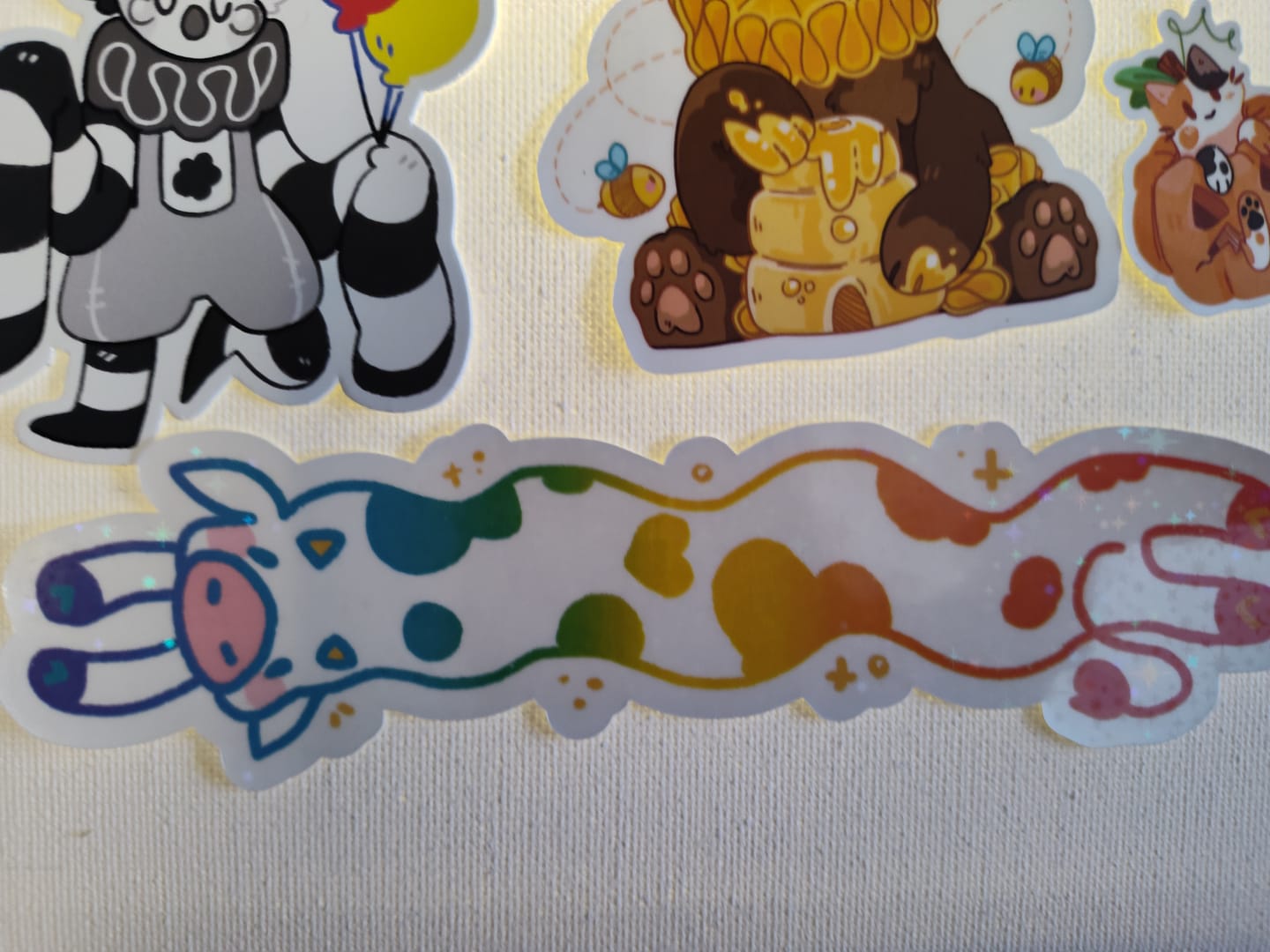 Customer photo review of MORE Sparkly Long Cow Stickers!