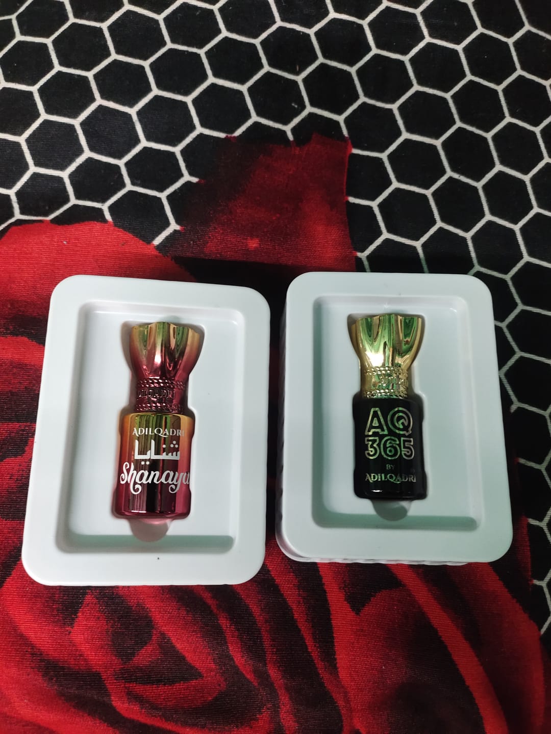 Customer photo review of 2 Pcs Attar Set Shanaya And AQ 365 5.5 Ml Each