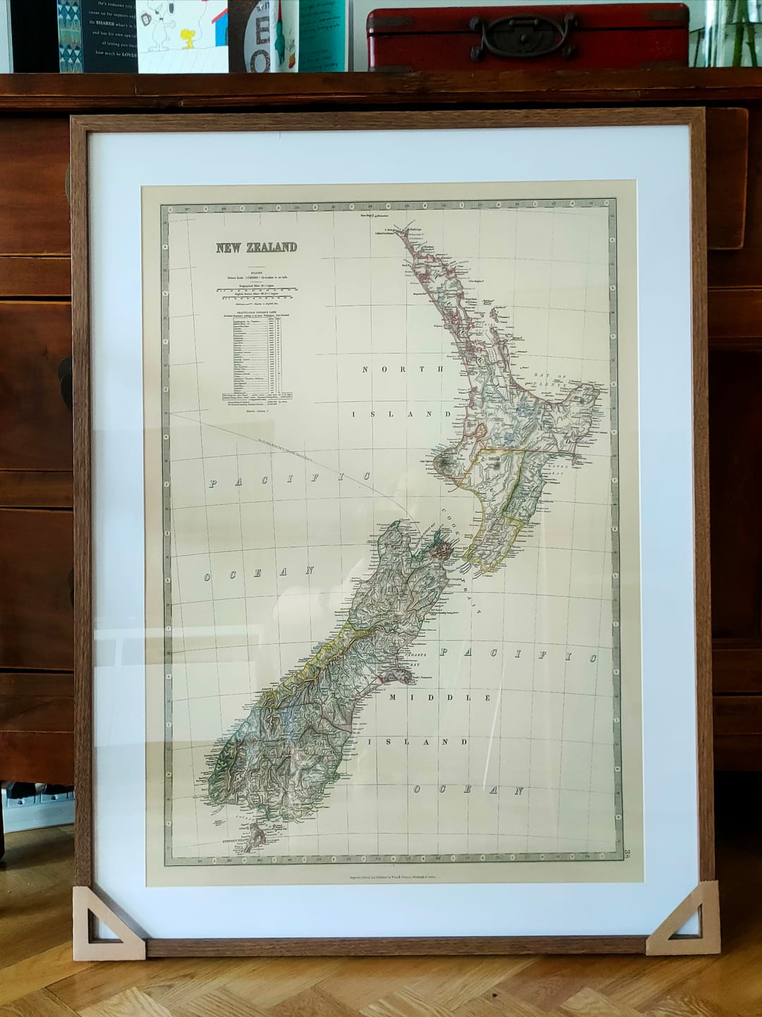 Customer photo review of Old Map of New Zealand in 1879 by AK Johnston - Auckland, Christchurch, Wellington, Queenstown, Dunedin