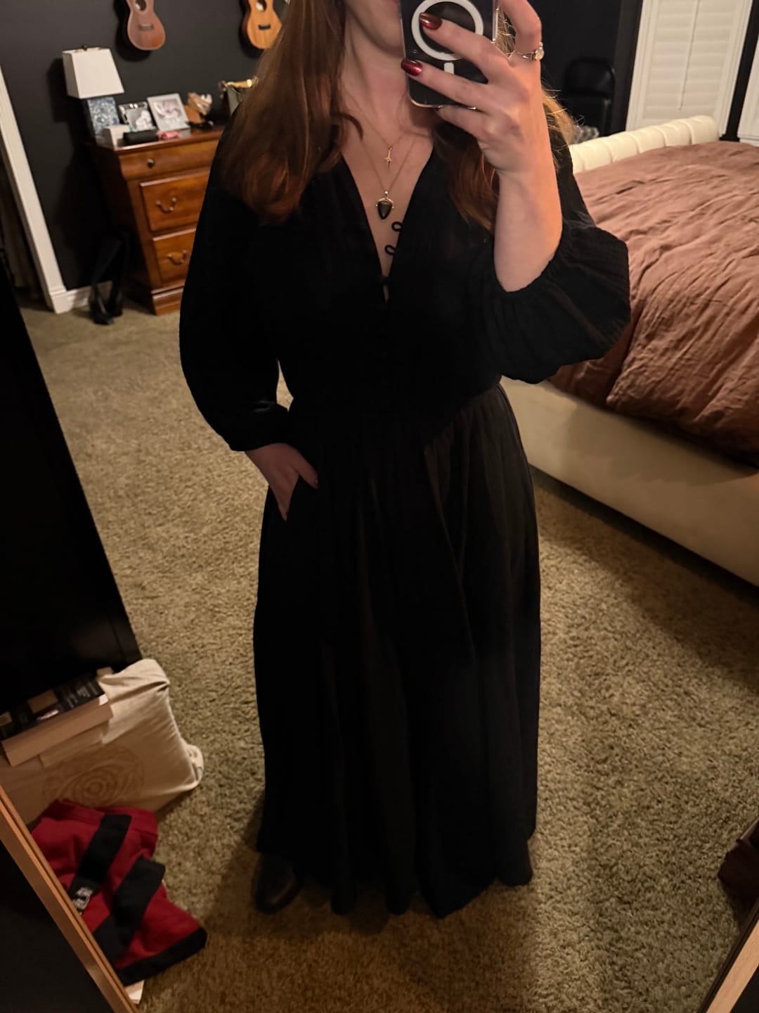 Customer photo review of Coven Maxi Tunic Dress in Black