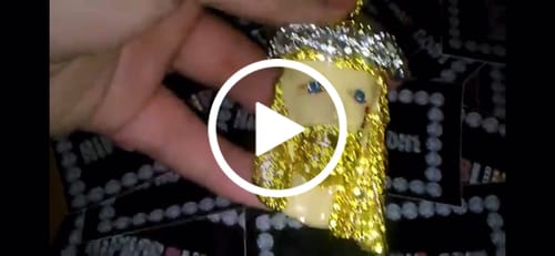 Customer video review of Custom Blonde Blue Eyes Gold Jesus Piece Kanye West Style