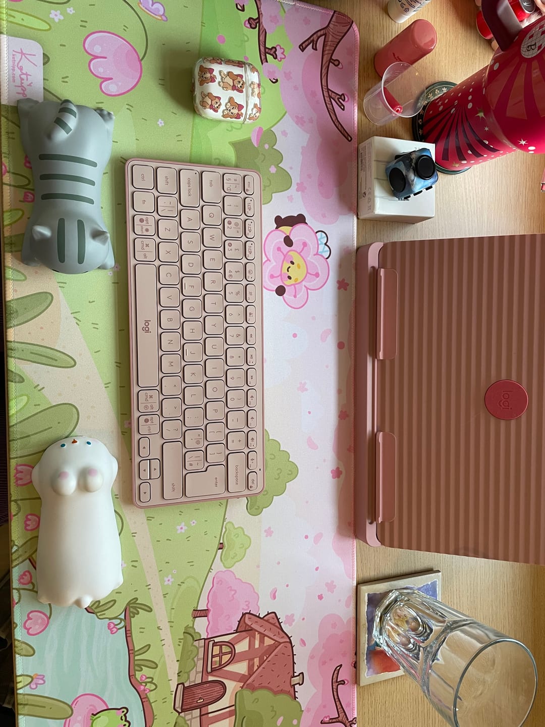 Customer photo review of Sakura Scene Gaming Desk Pad | Cottagecore Cherry Blossom Decor | Bumblebutt & Froggo Kawaii Mat