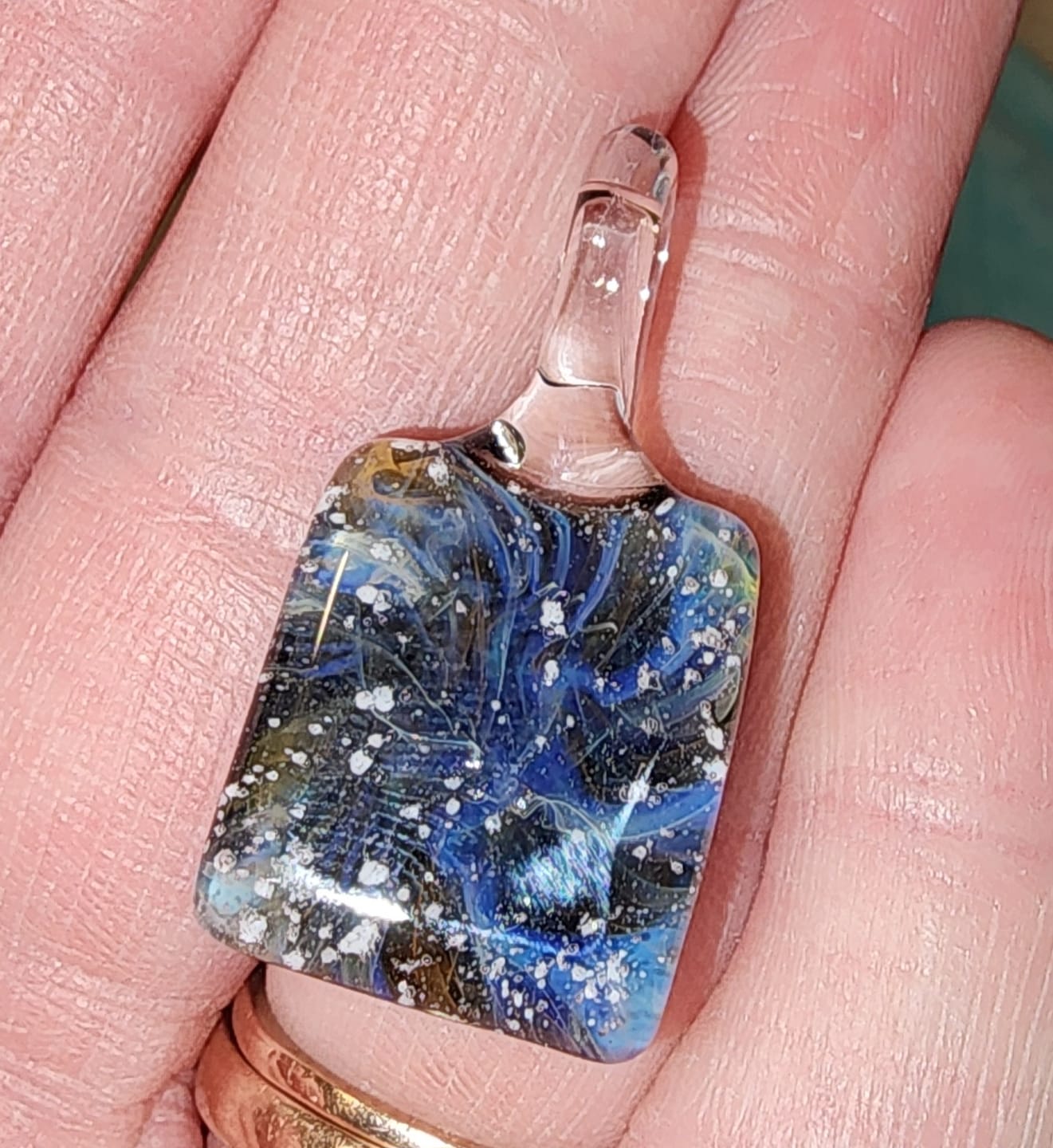 Customer photo review of Ghost Pendant with Infused Cremation Ashes