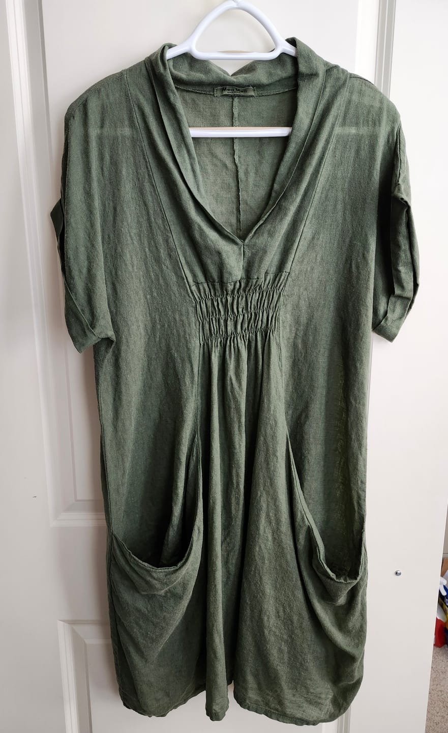 Customer photo review of Meo Linen Pocket Dress (Olive)