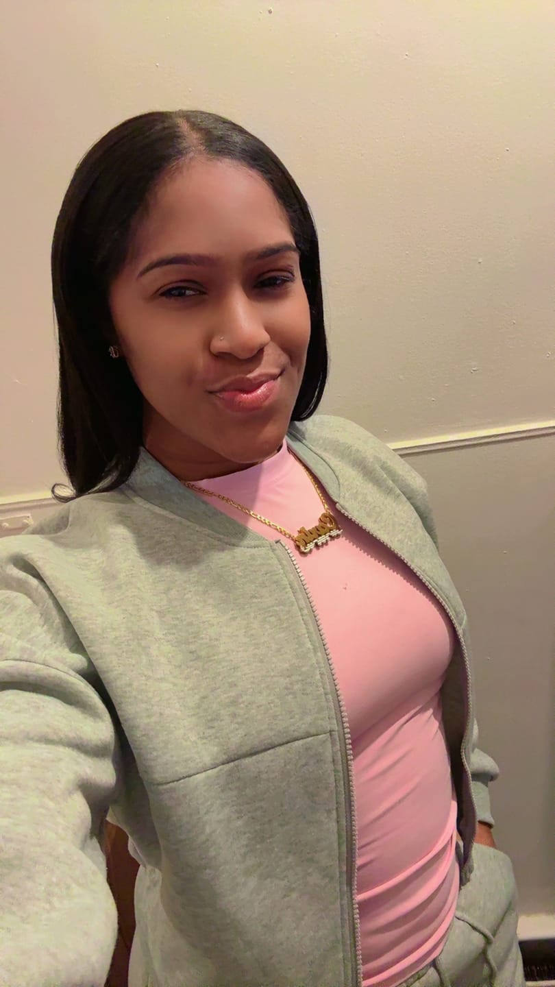 Customer photo review of Double Plated Triple Heart Name Necklace w/ Cuban Chain