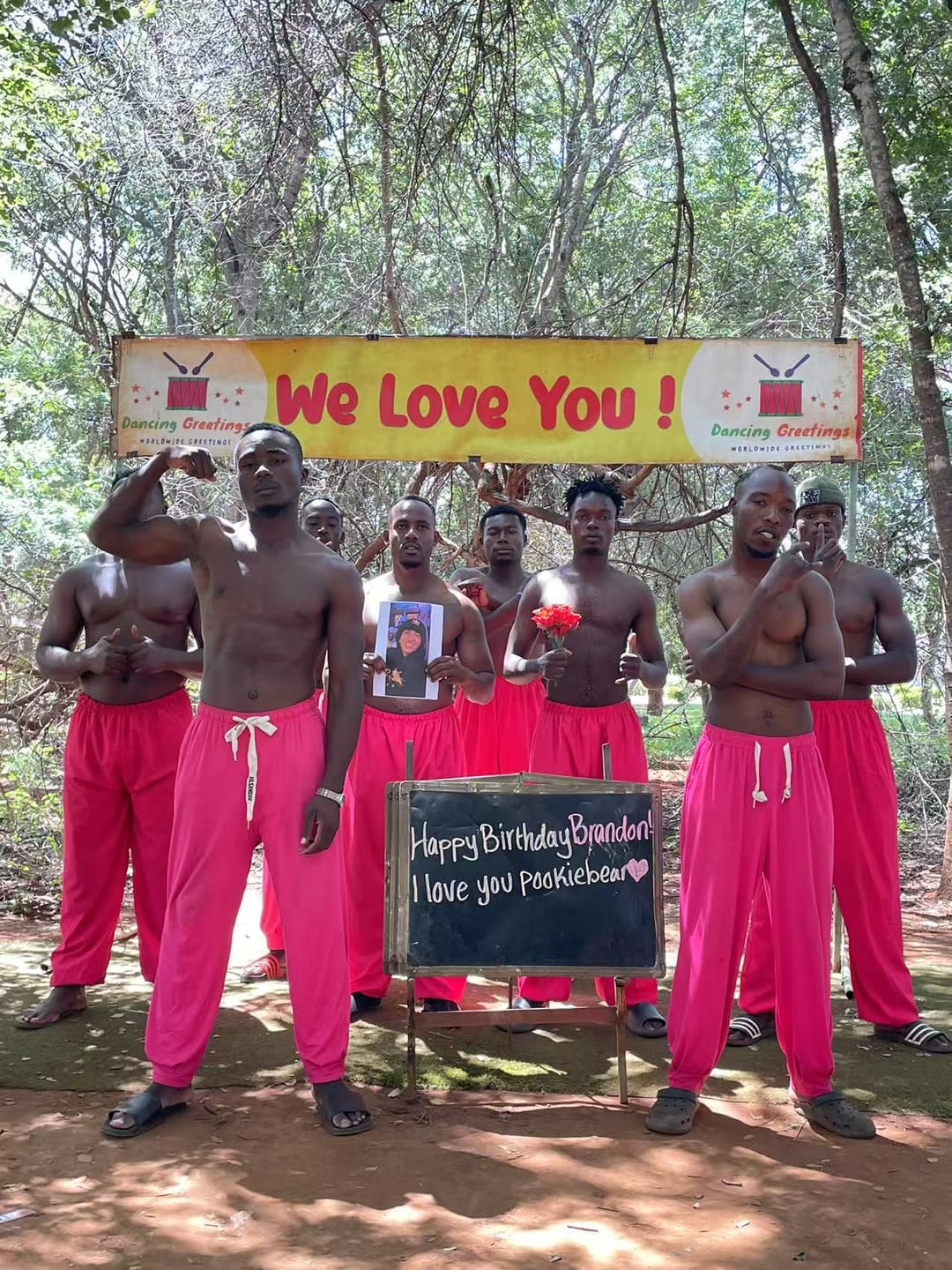 Customer photo review of Greeting Video from Africa - Pink Pants