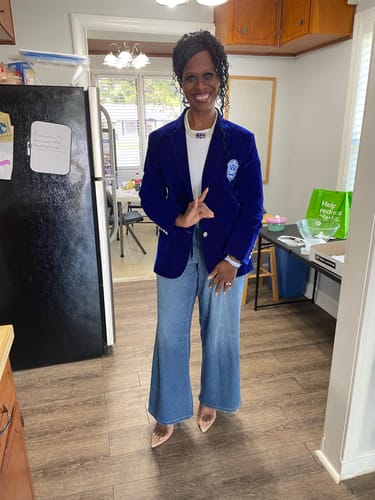 Customer photo review of Zeta Velvet Blazer-Preorder will ship by 2/15